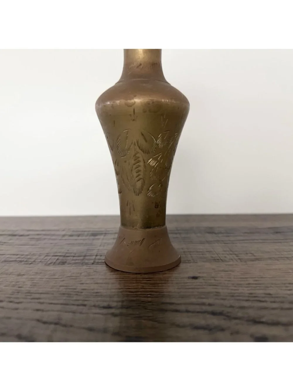 Vintage‎ Brass Etched Bud Vase Engraved Boho Hollywood Regency Eclectic Decor